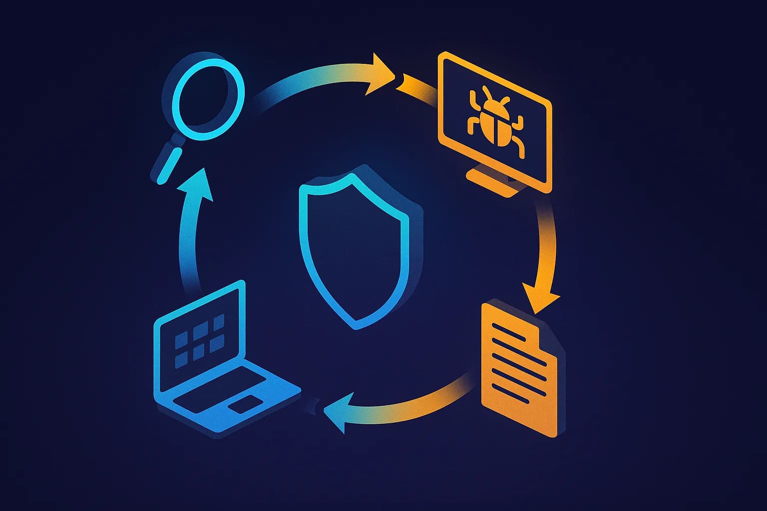 The continuous penetration testing methodology as a repeating loop: discover, attack, verify, report