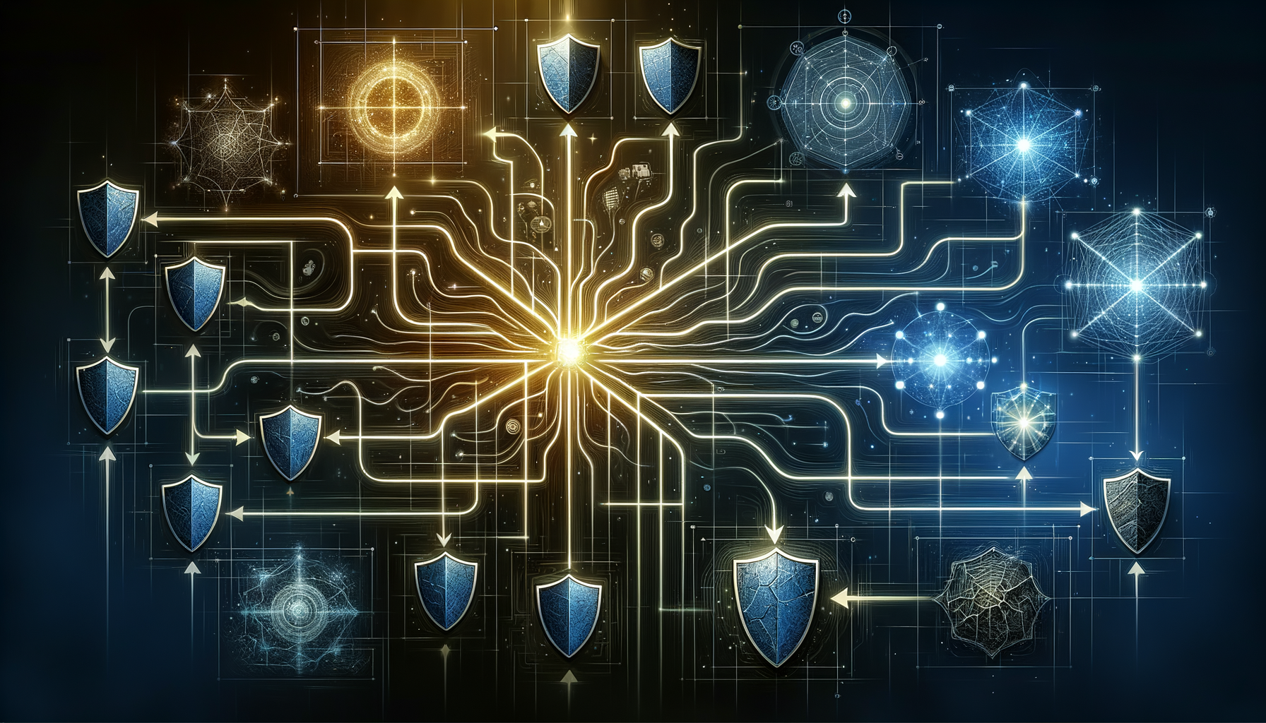 Decision pathways branching from central point leading to varying quality security outcomes