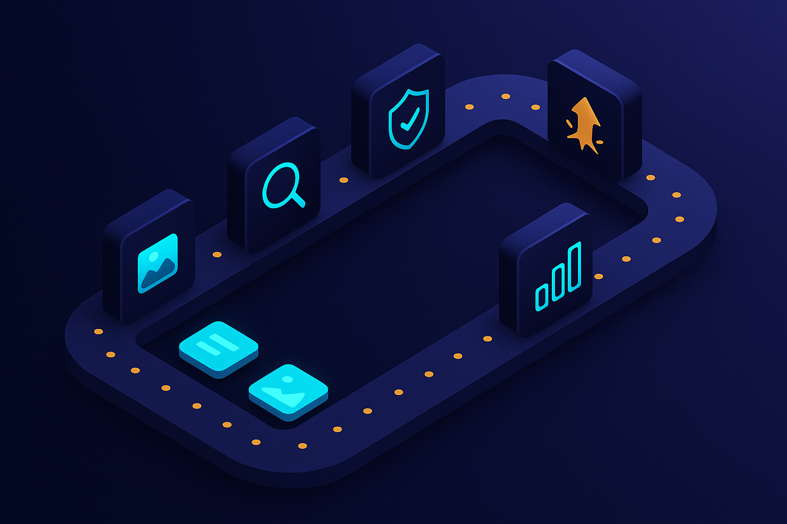 An isometric continuous testing pipeline looping through discover, attack, verify, exploit and report